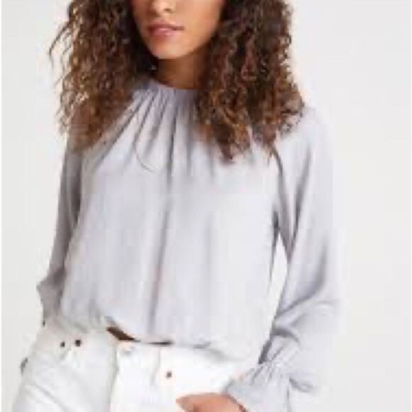 Revolve Bella Dahl Raglan Sleeve Elastic Waist Tencel Top Silver Sconce Sz L - Picture 1 of 5